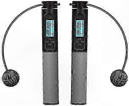 Digital Weighted Jump Rope with Calorie Counter, Adjustable Speed Cordless Exercise Rope, Gray