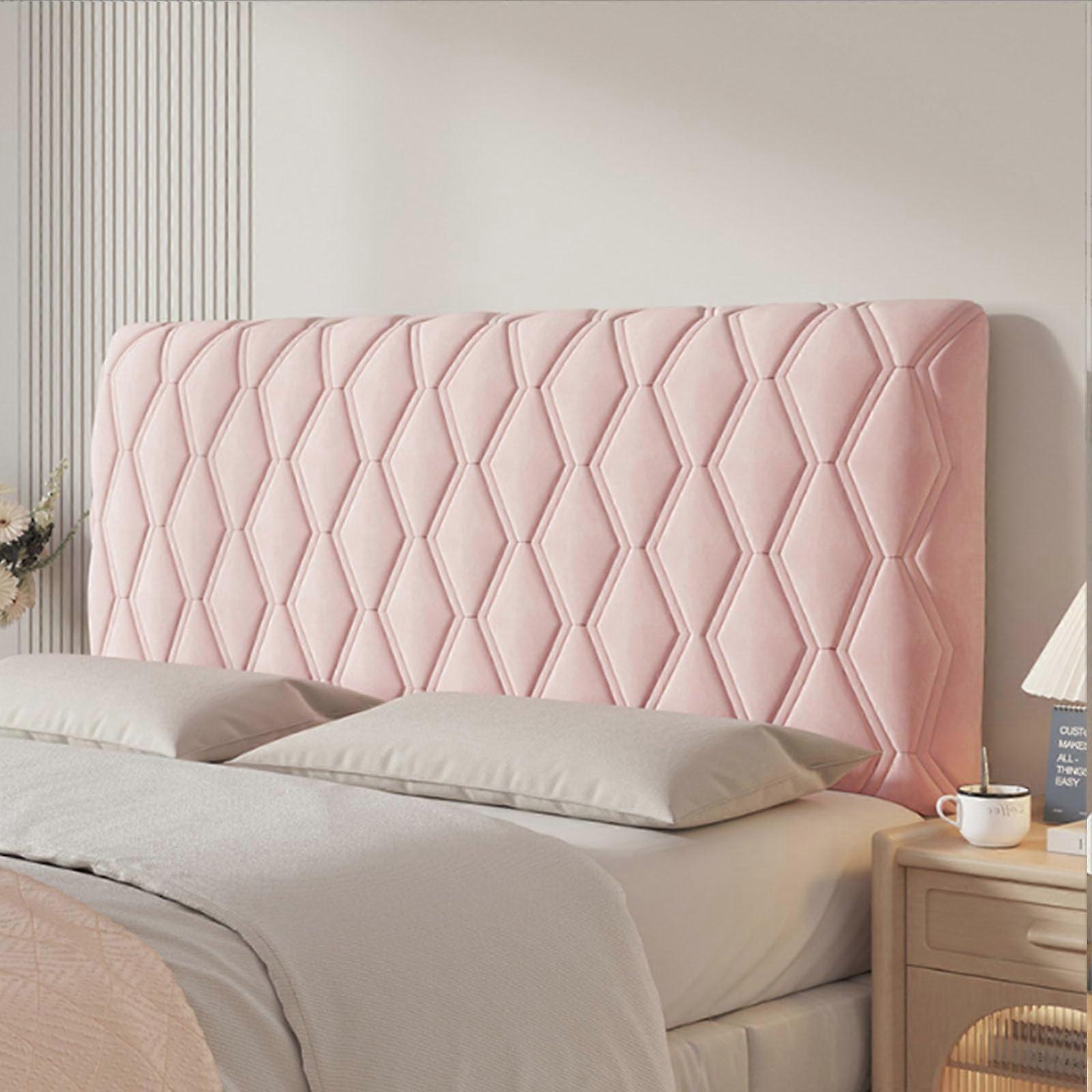 Quilted Headboard Slipcover Stretchable Bed Headboard Cover Pink 150cm 59.1In Easy Wash Dormitory Bedroom Decor