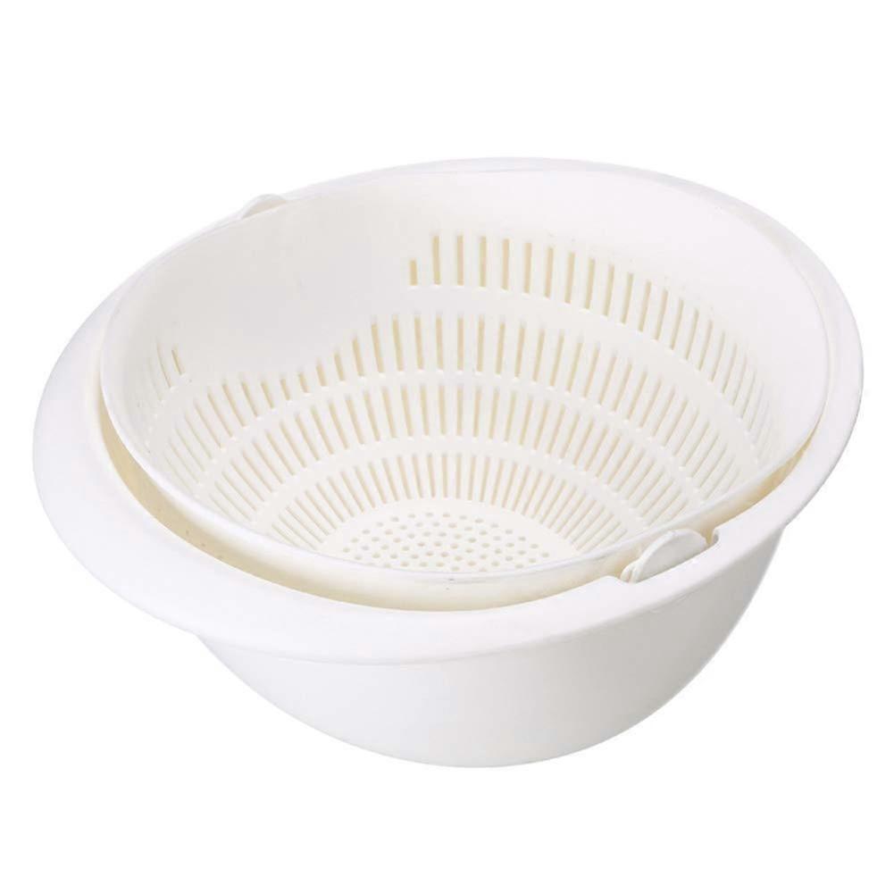 Colander Strainers Double Layer Drain Basket For Kitchen Fruit And Vegetable Washing Bowl White