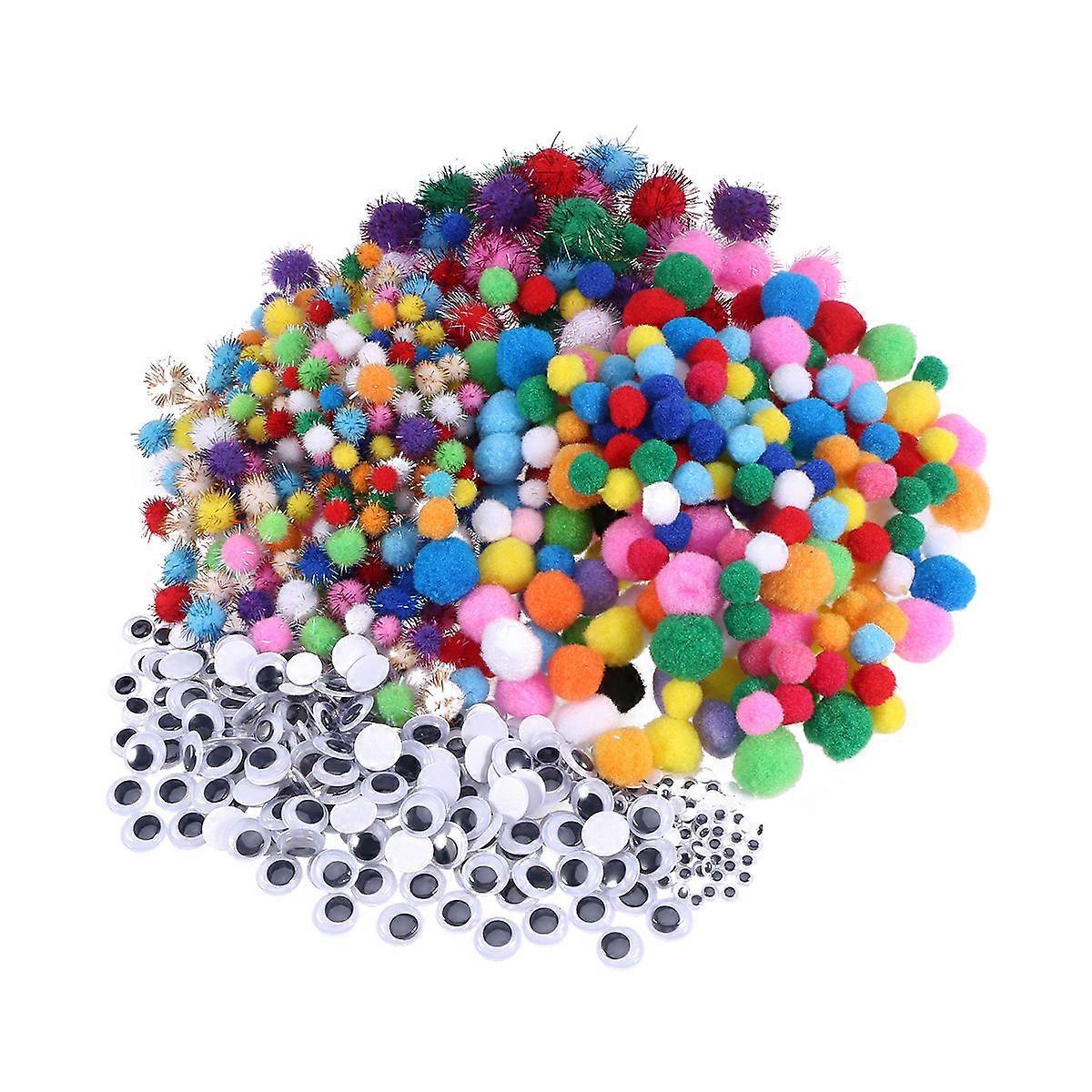 Colorful Fluffy Pompon Ball DIY Set Including 1650Pcs for Toy Projects