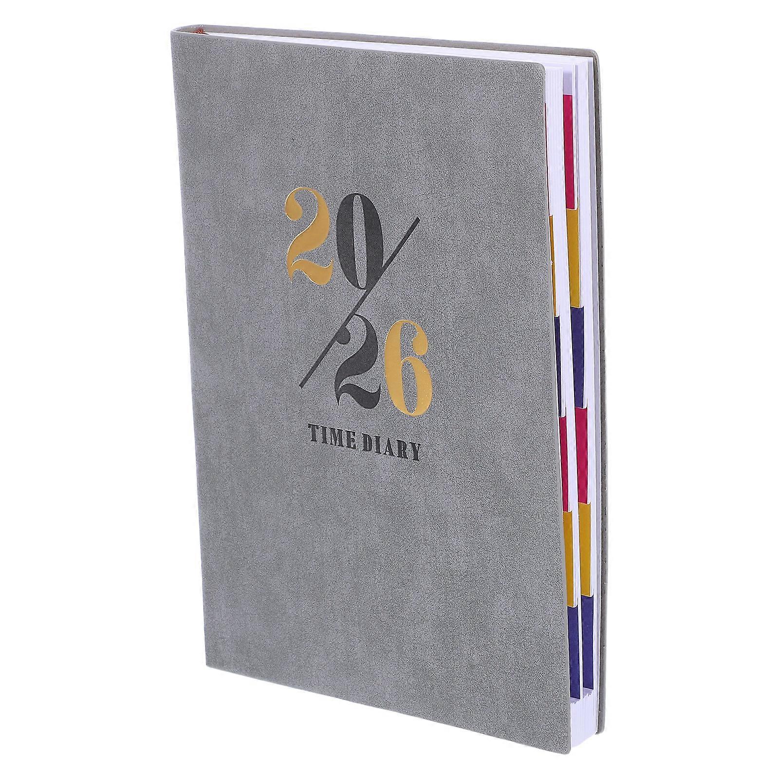 2026 Weekly Planner Notebook for Organized Scheduling 2Pcs Grey PU Material