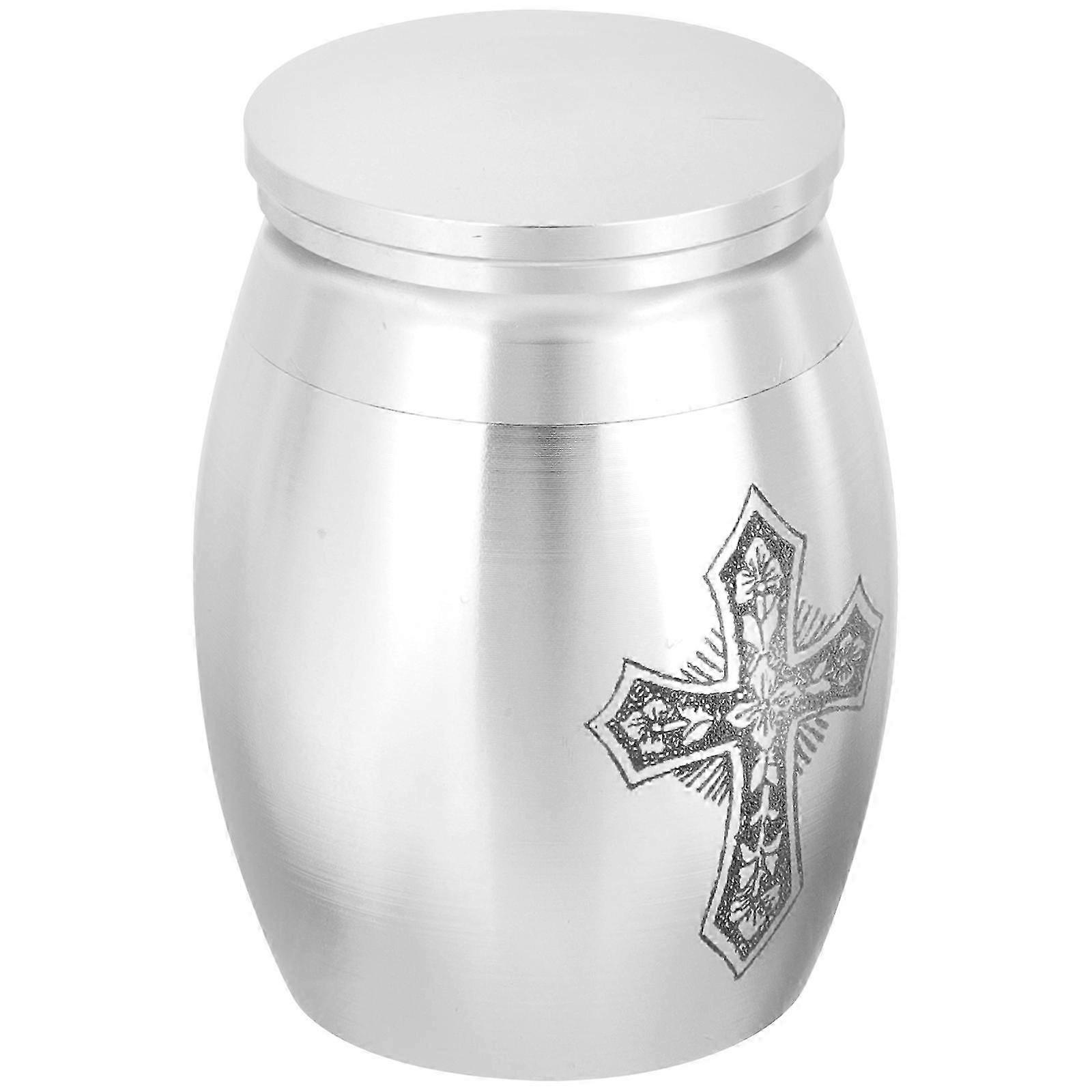 Simple Silver Metal Cremation Ashes Holder 4x3cm for Memorial Service