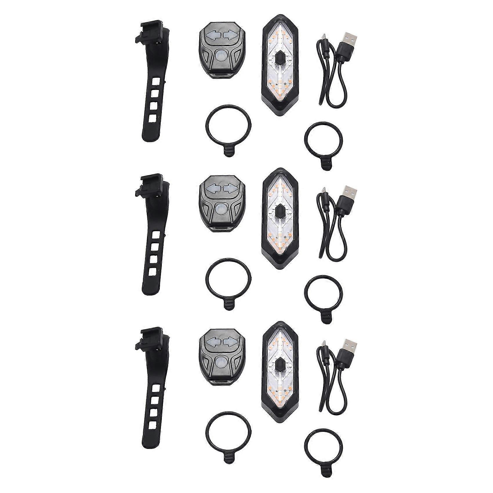 3x Bike Turn Signals Télécommande Bicycle Direction Indicator Led Rear Light Usb Rechargeable Cyc
