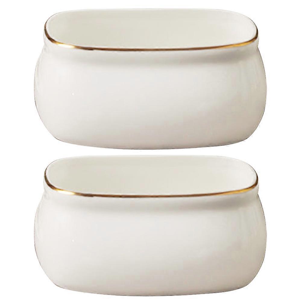 Ceramic Candy Jar for Storage Use 2Pcs White Sugar Containers for Cafe