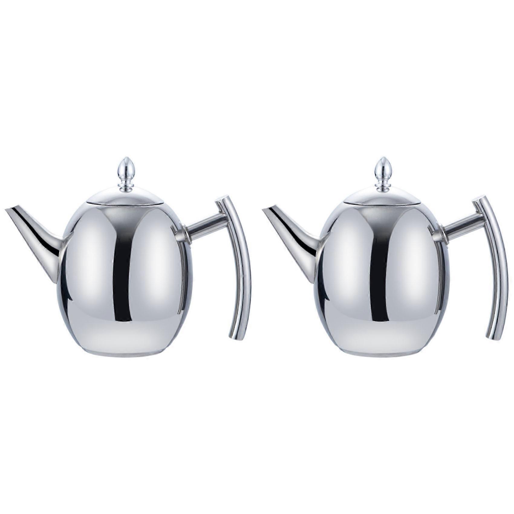 2X 2L Stainless Steel Teapot with Tea Strainer Teapot with Tea Infuser Teaware Sets Tea Kettle Infuser Teapot