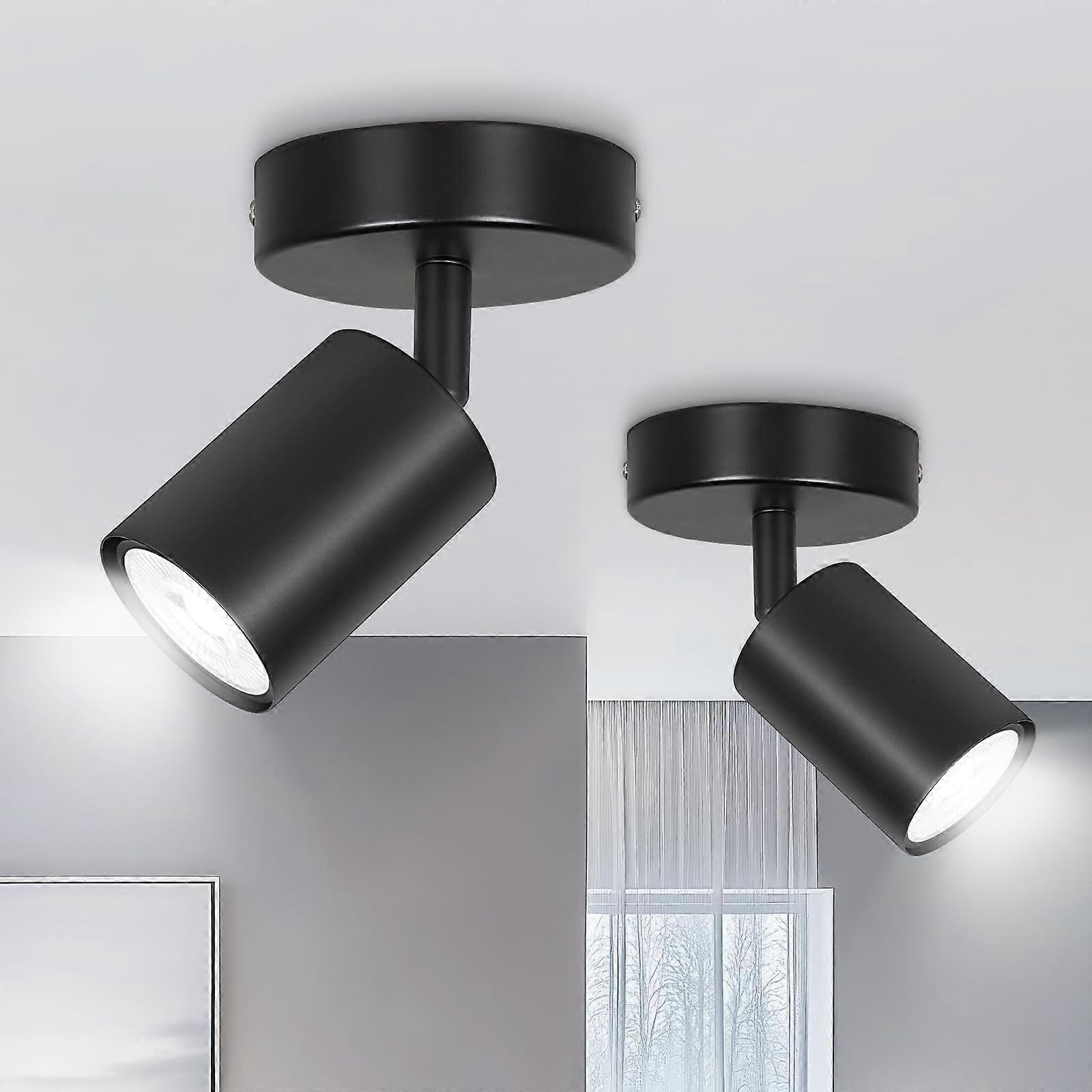 Spotlight Ceiling Light 2Pack GU10 LED Matt Black Adjustable Round Ceiling Spotlights 1Way Kitchen Bulb Not Included
