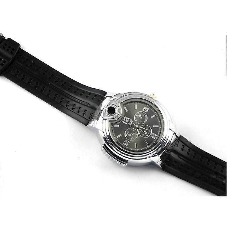 Watch Lighter New Creative Open Flame Watch (Black) [Unpacking]