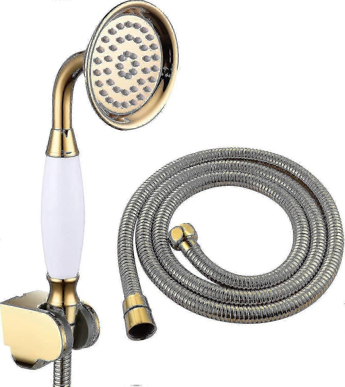 Brusehoved messing håndbruser højtryksbruserhoved 1/2 tommer guld håndbruser med slange og brusehovedholder