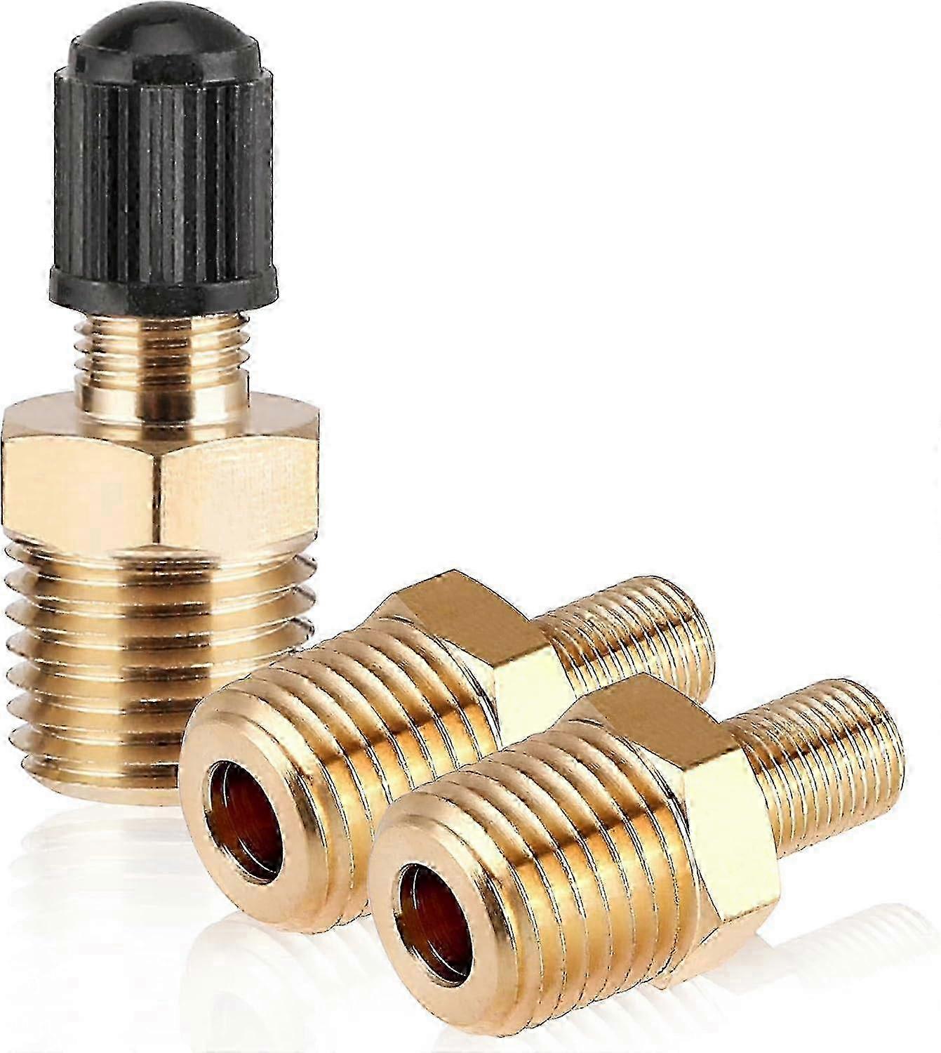 3 Pack Schrader Valve Adapter Brass Air Inflator Adapter Tire Inflator Hose Adapter, 1/4 NPT (M) to Air Pump Valve Adapter Tire Inflator Con