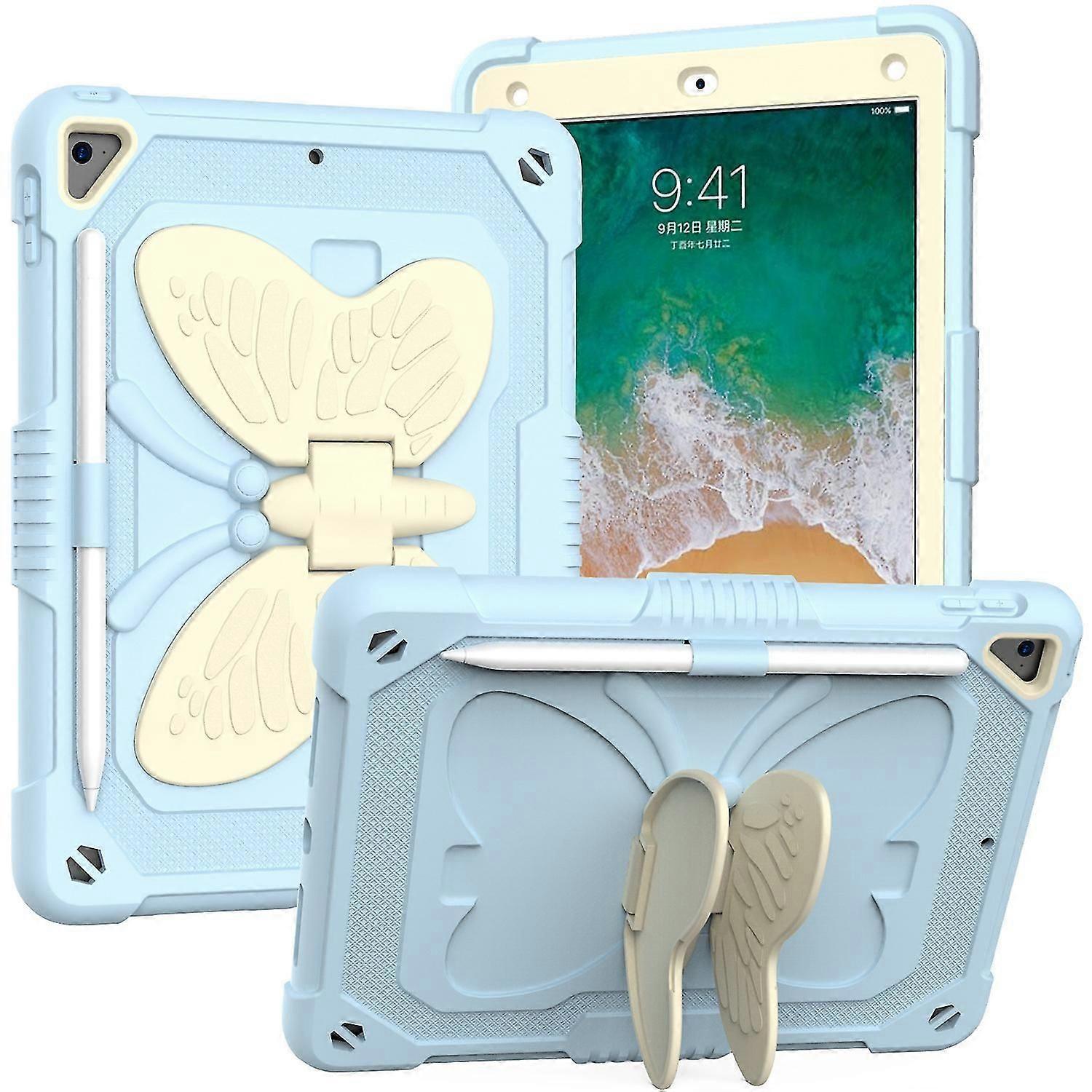 Butterfly element thickened shockproof iPad 10.2 "protective case (blueExcluding iPad), 9th genera