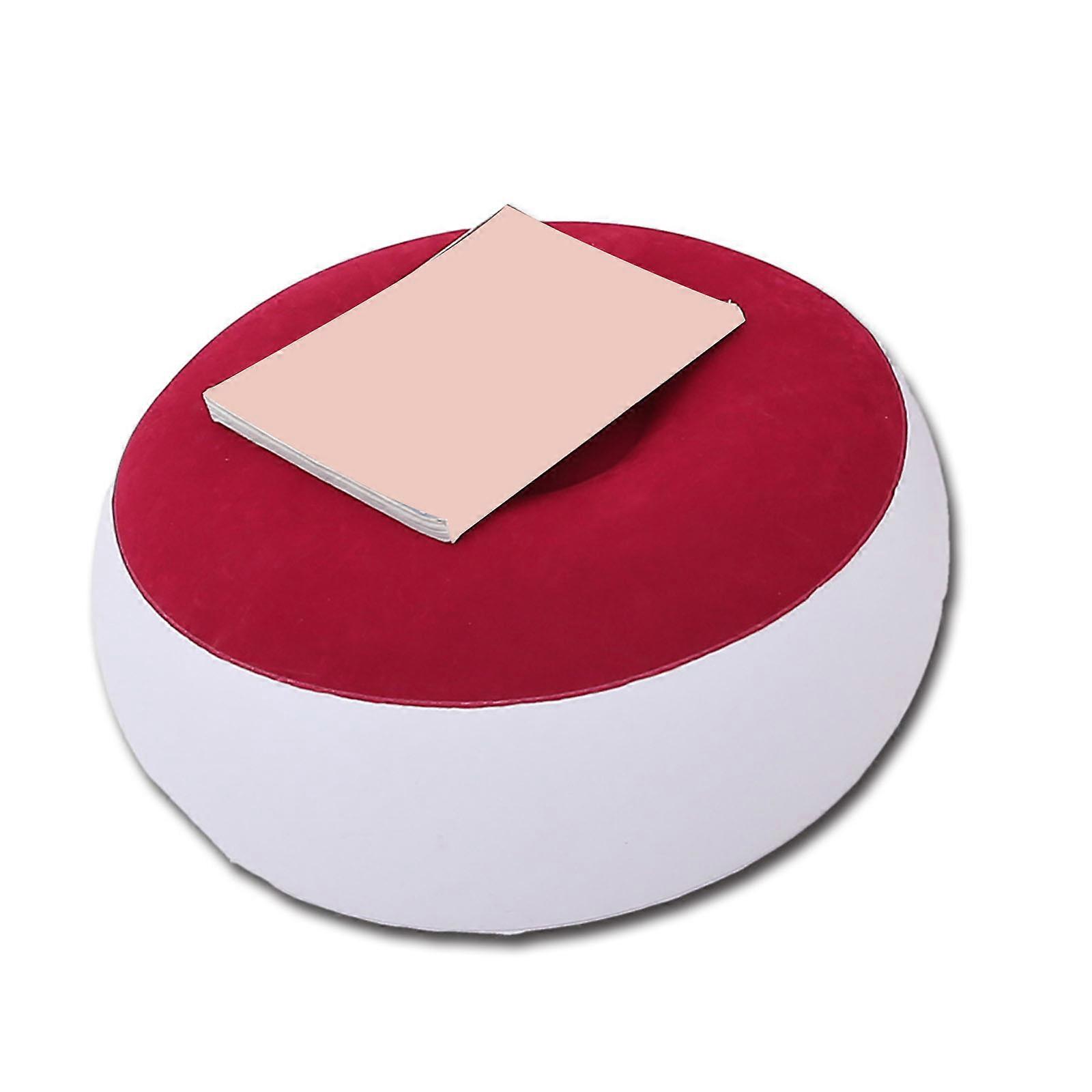 Versatile Inflatable Floor Cushions Space Saving Travel Footrest Noiseless Reading Stool for Homes Office Relaxation  red