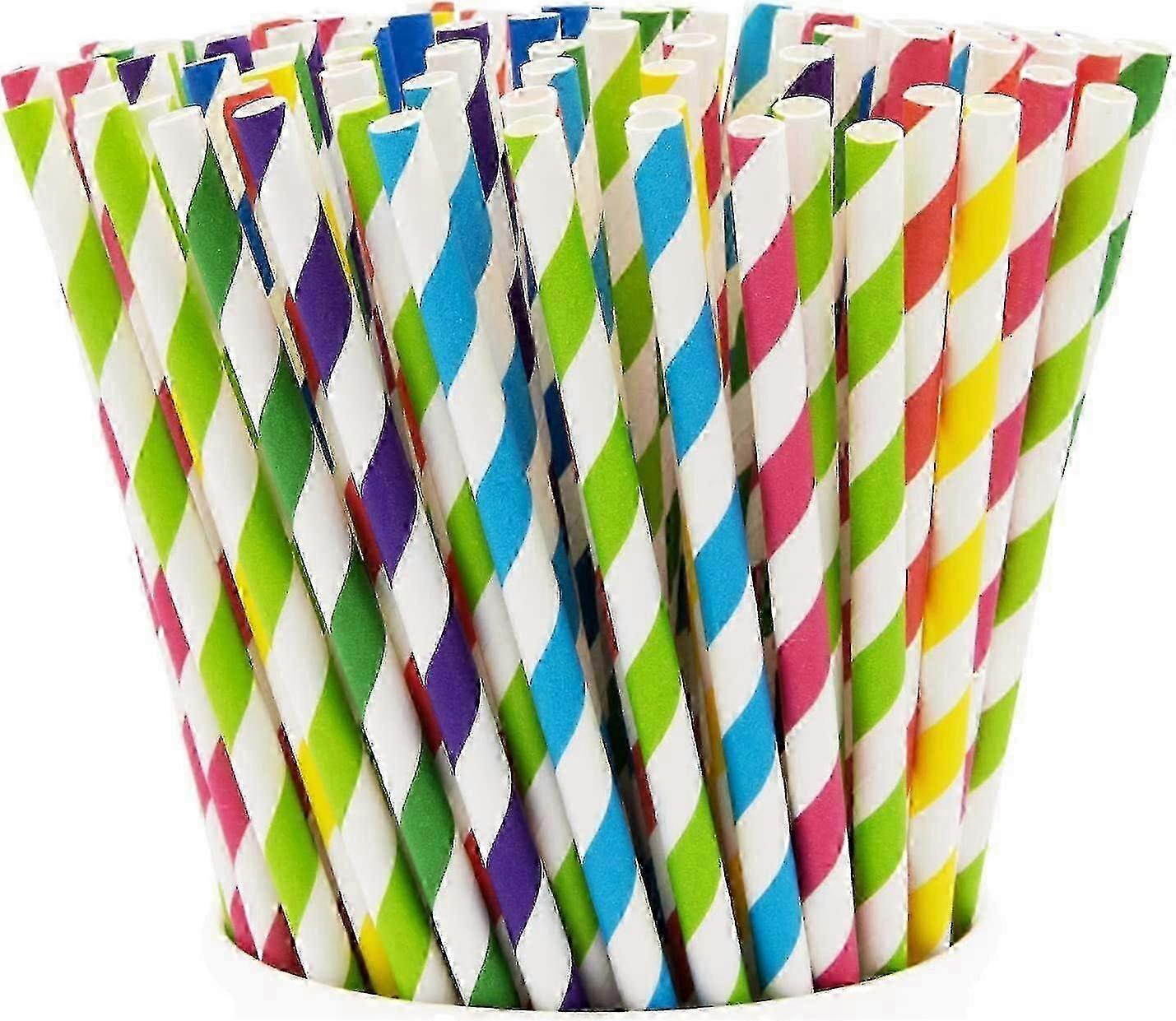 Paper Drinking Straws [200 Pack] 100% Biodegradable - Assorted