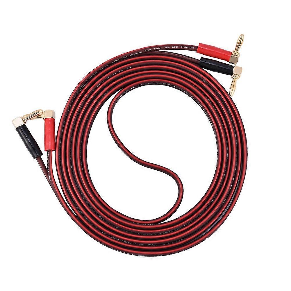 HI-FI Pure Copper Speaker Cable Right Angle L Type Banana Plugs Line Wire Red & Black 3 Meter