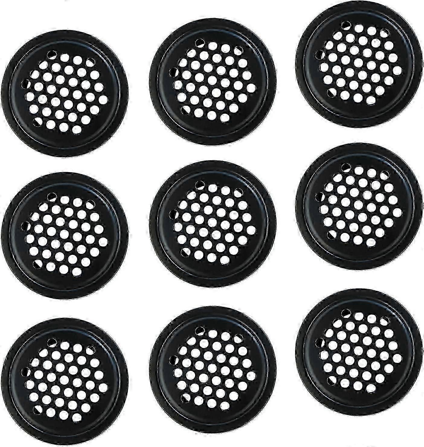 10 قطع من الفولاذ المقاوم للصدأ تنفيس الهواء ، شبكة دائرية ، شبكة تهوية دائرية سوداء ، غطاء صريف ، غطاء مصبغة تهوية تهوية الخزانة ، واردرو