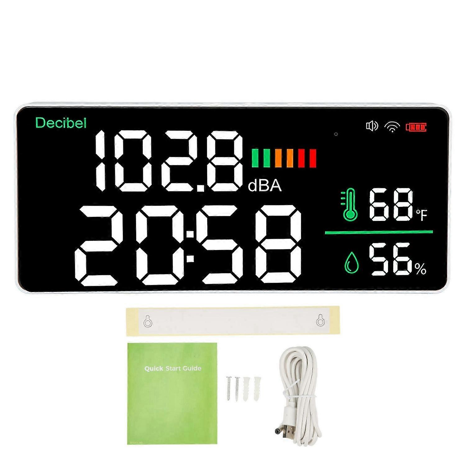 LED Decibel Meter 2.4G WiFi Wall Mounted 11 Inch LED Temperature Humidity Time Display Sound Level M