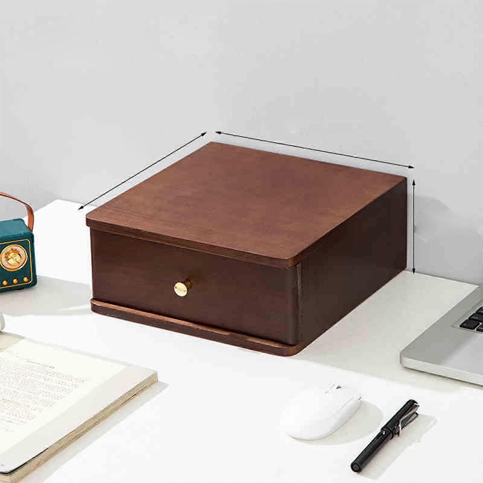 Retro Desk Organizer Wooden A4 File Cabinet with 14 Drawer Storage Black No Assembly Needed