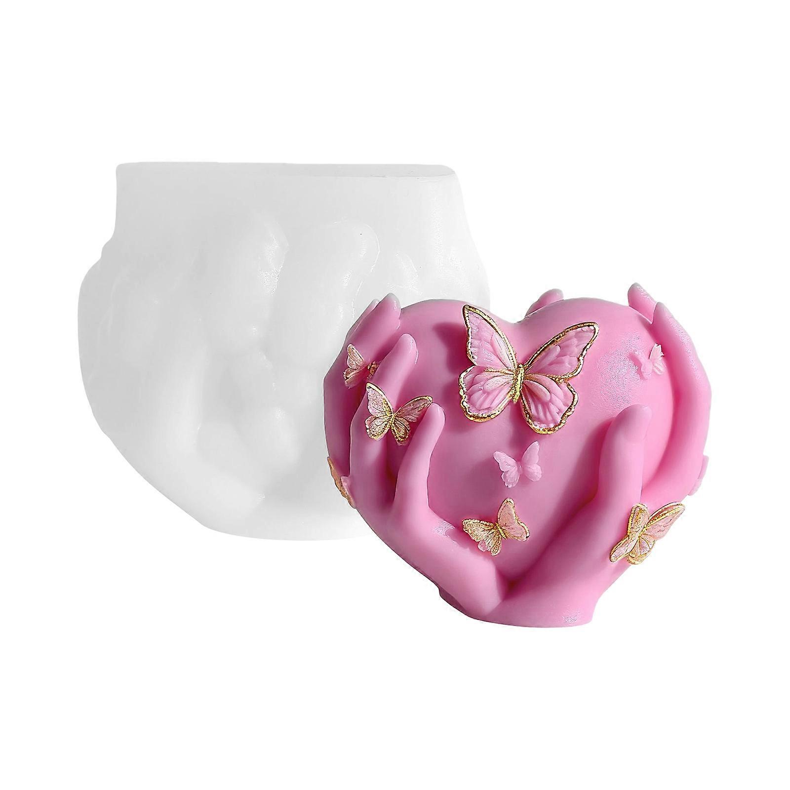 Silicone Mould For Heart And Butterfly Candle Reusable Flexible Designs Safe For Craft Projects Multicolor