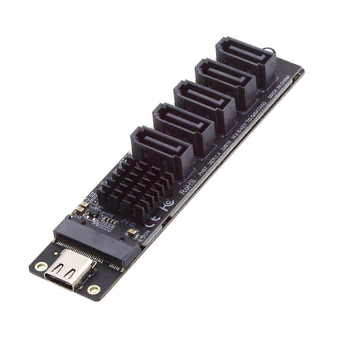USB 3.1 Gen 2 to 5Port SATA 3.0 Expansion Card Adapter with Chipset for Motherboard and Hard Drive