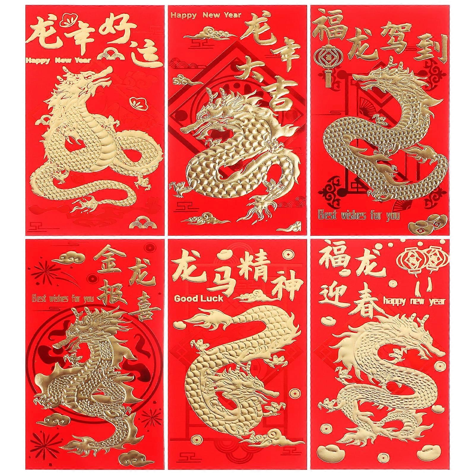 30Pcs Red Envelopes The Year of Dragon Red Packets Luck Money Envelopes New Year Red Envelopes