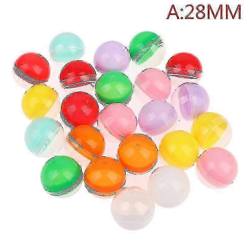 100pcs/pack Plastic Empty Toy Vending Capsules Half Clear Half Color Round Ball