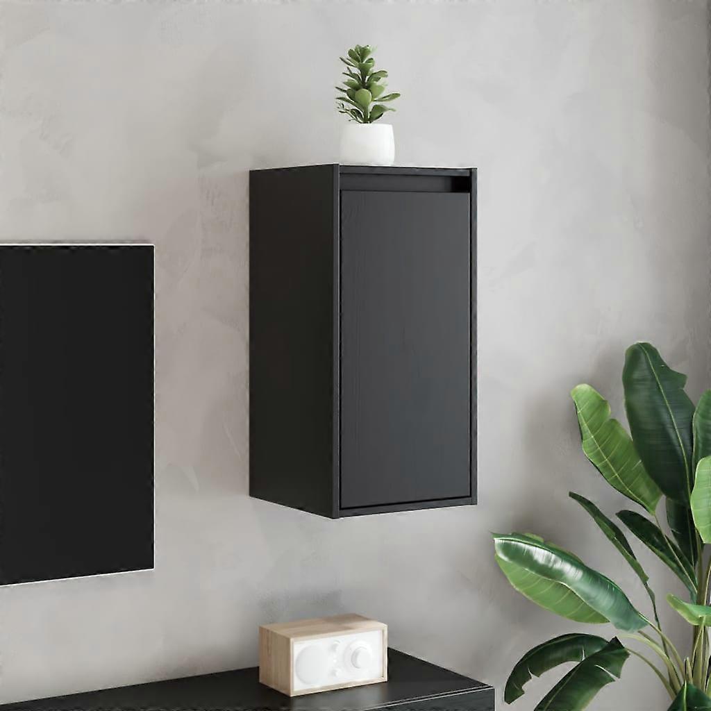Wall Cabinets 2 pcs. Black 30x30x60 cm Solid Pine Wood