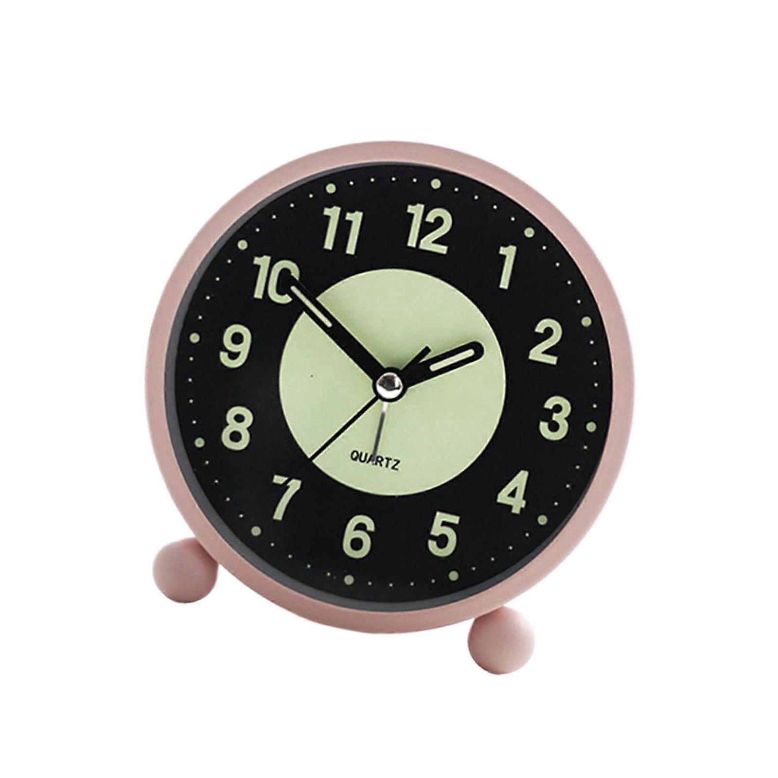 منبه معدني متوهج ليلا في التصميم الكلاسيكي لمتانة دقيقة لضبط الوقت للطلاب والعمال باللون الوردي
