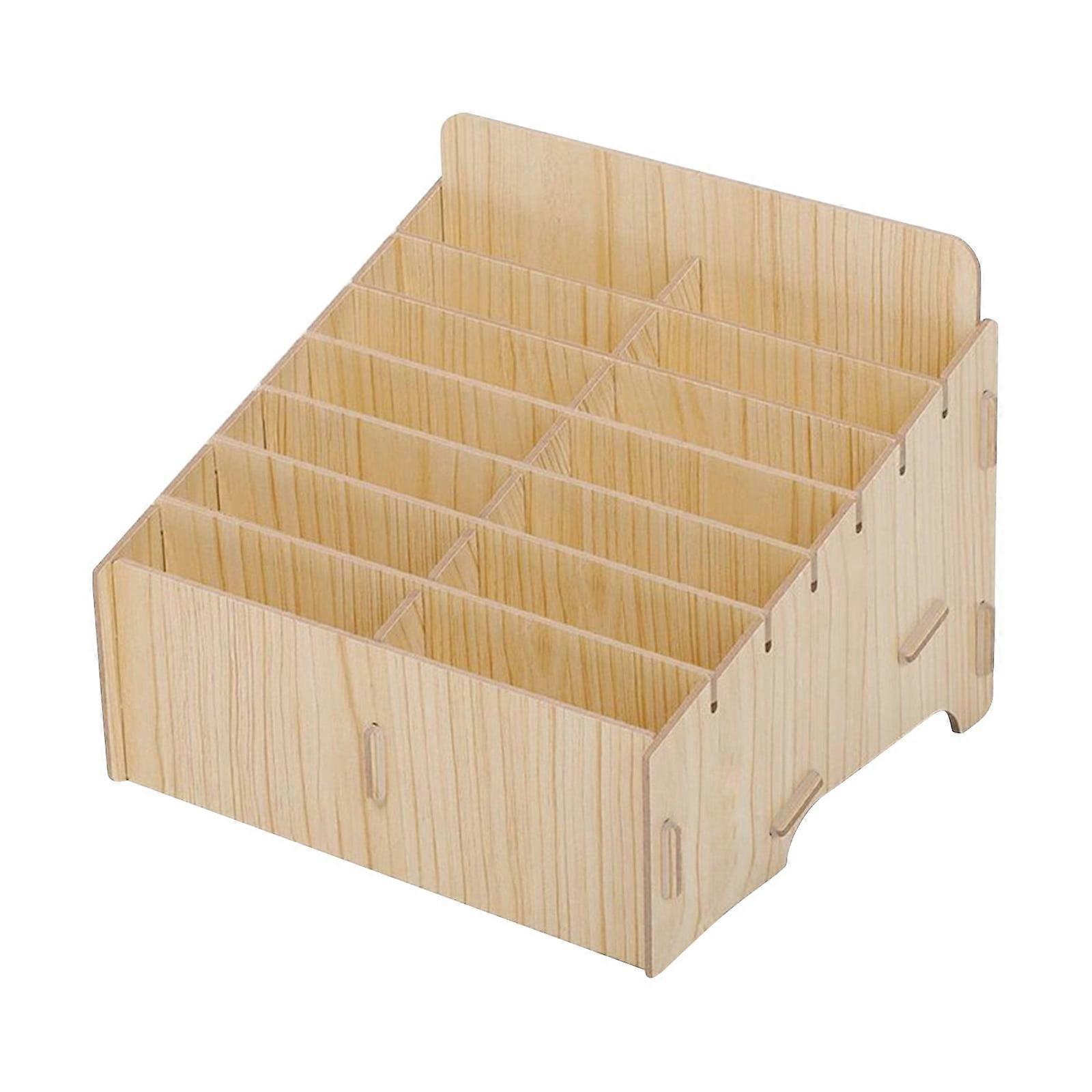 Gyedtr 14-Cell Wooden Desktop Organizer with File Shelf & Mail Sorter Tray, Compatible with Office/Home/Tabletop Storage