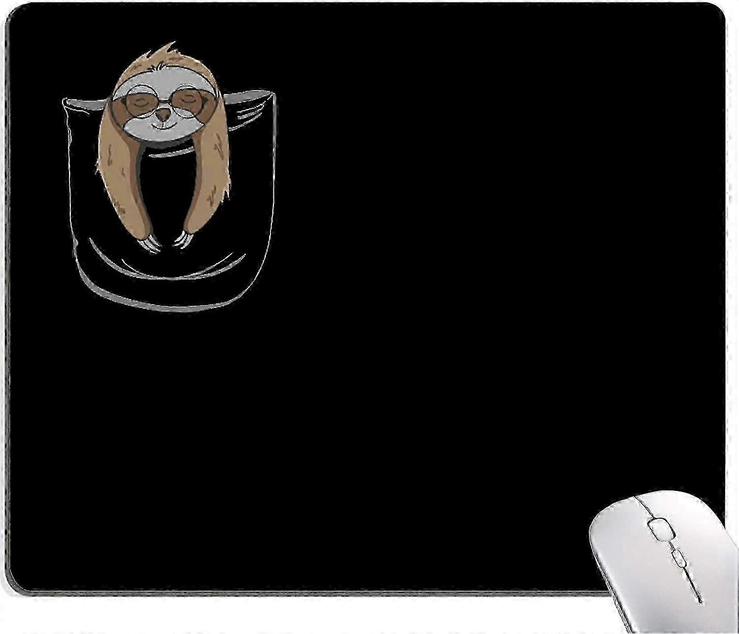 Mouse Pad, Sloth Mouse Pad, Black Mouse Pad with Animal, Cute Mouse Pads for Desk, Office Non-Slip R