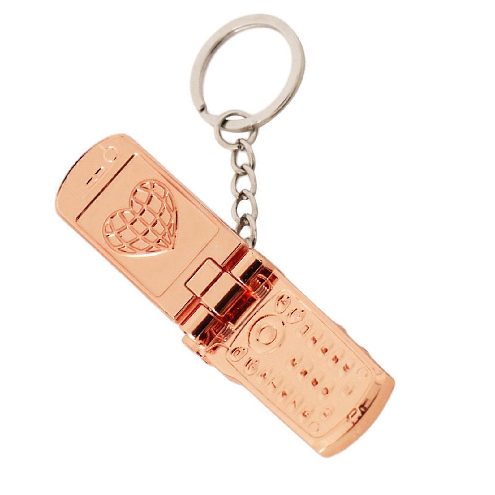Trendy Rotating Flip Small Phone Keychain Charm Pendnat for Phones and Keys Designs for Stylish Adults and Workers  rose gold