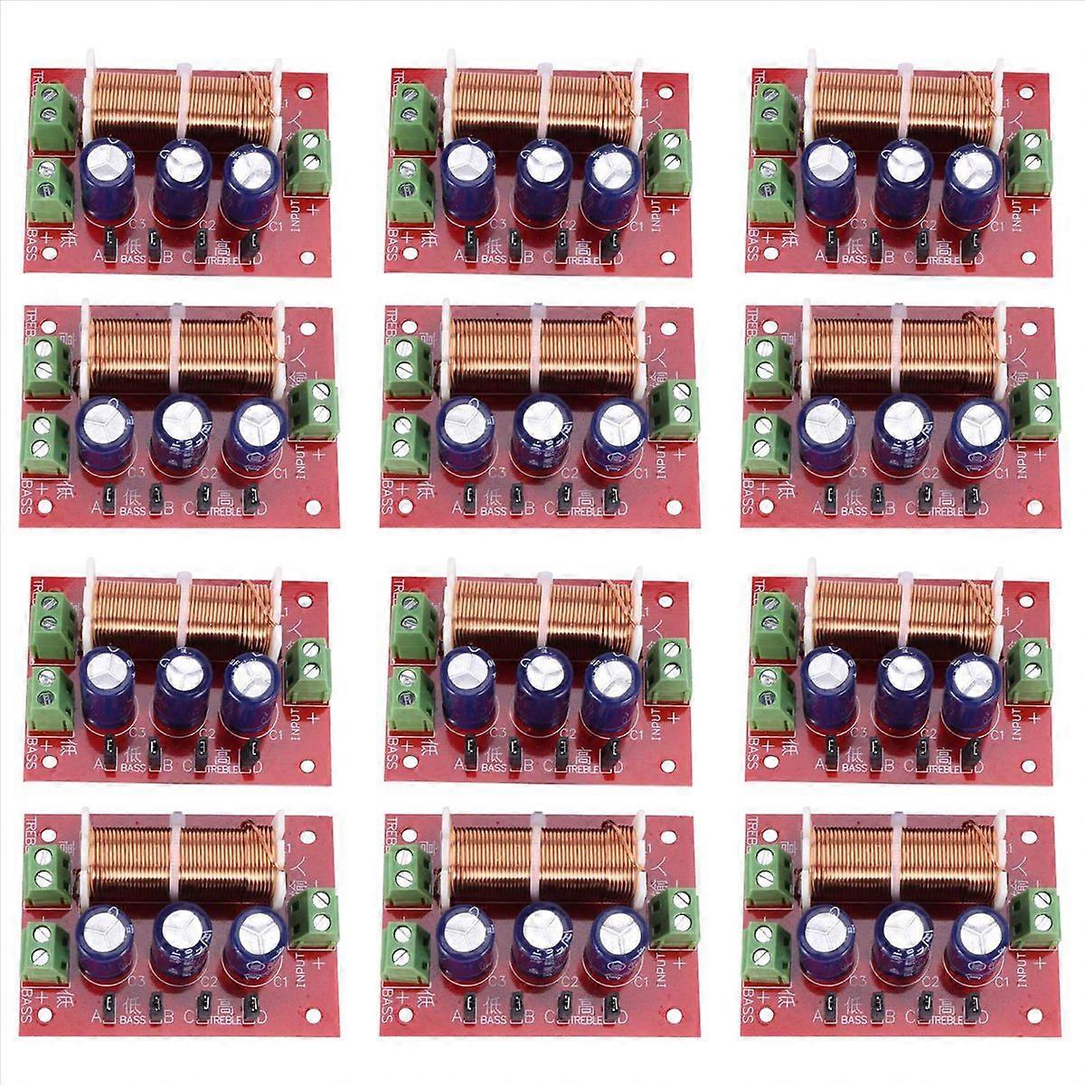 12Pcs 400W Speaker Crossover 2 Way Audio Adjustment Tweeter Bass Speakers Filter Frequency Divider f