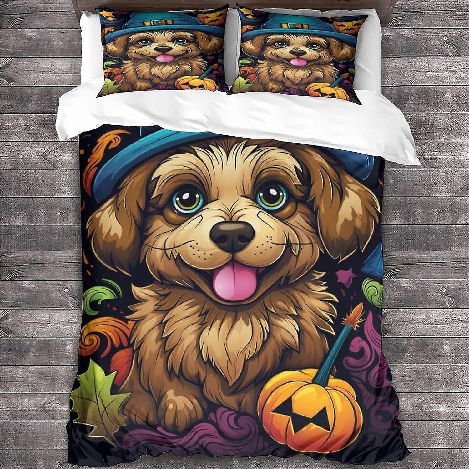 LikeEj غطاء لحاف 3D هالوين مطبوعة الفراش لحاف غطاء لحاف مع سحاب إغلاق لينة ستوكات الملك