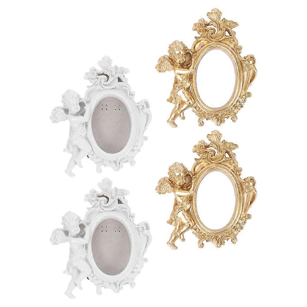 Vintage Picture Frame Resin Retro Frames for Decor 4Pcs Mini Tabletop Display