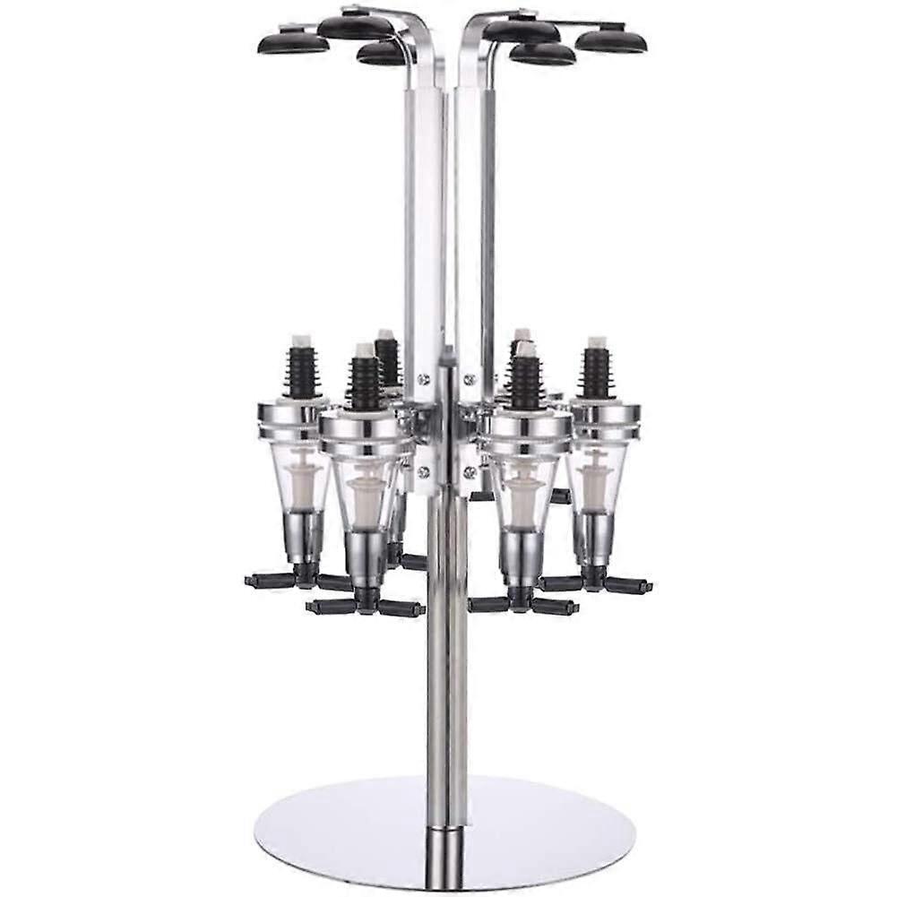 Wine Dispenser Stand for 6 Bottles, Rotary Liquor and Spirits Holder for Home Bar Parties