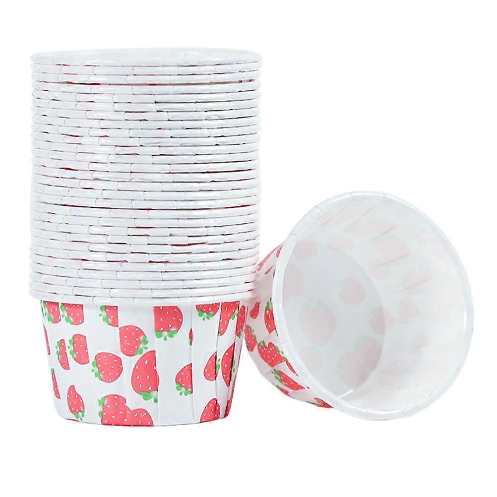 Strawberry Pattern Cake Cups for Baking 100Pcs Paper Dessert