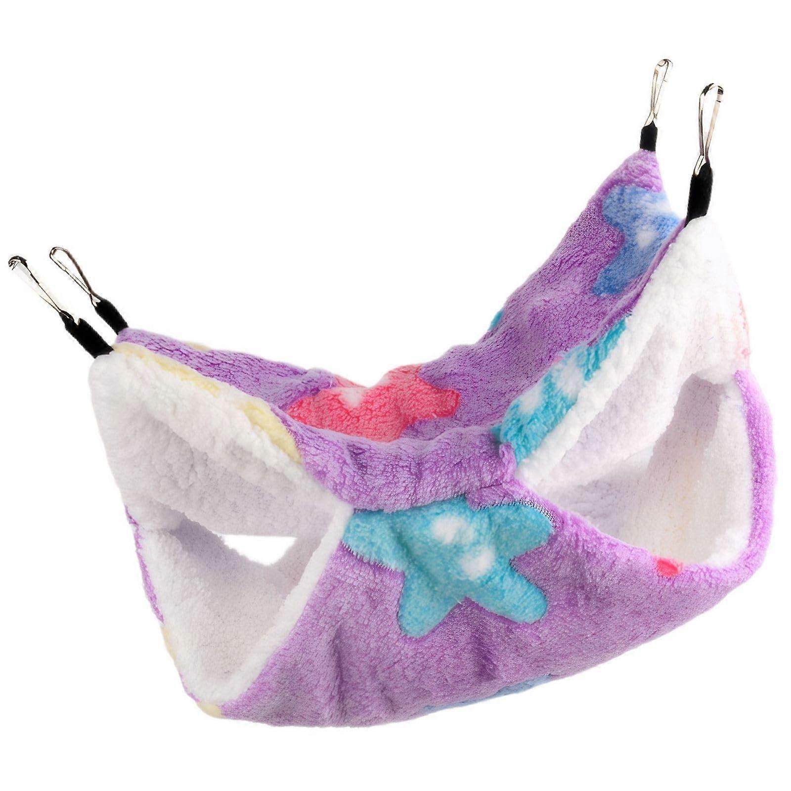 Small Pet Hammock DoubleLayer Cotton Hanging Bed with Metal Hooks for Hamsters and Sugar Gliders