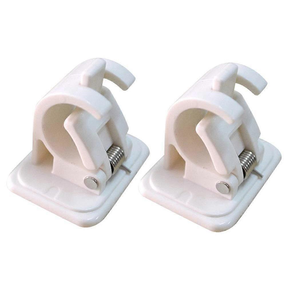 2Pcs Self Adhesive Curtain Rod Brackets No Drill Wall Mounted Holders for Bathroom Smooth Surface