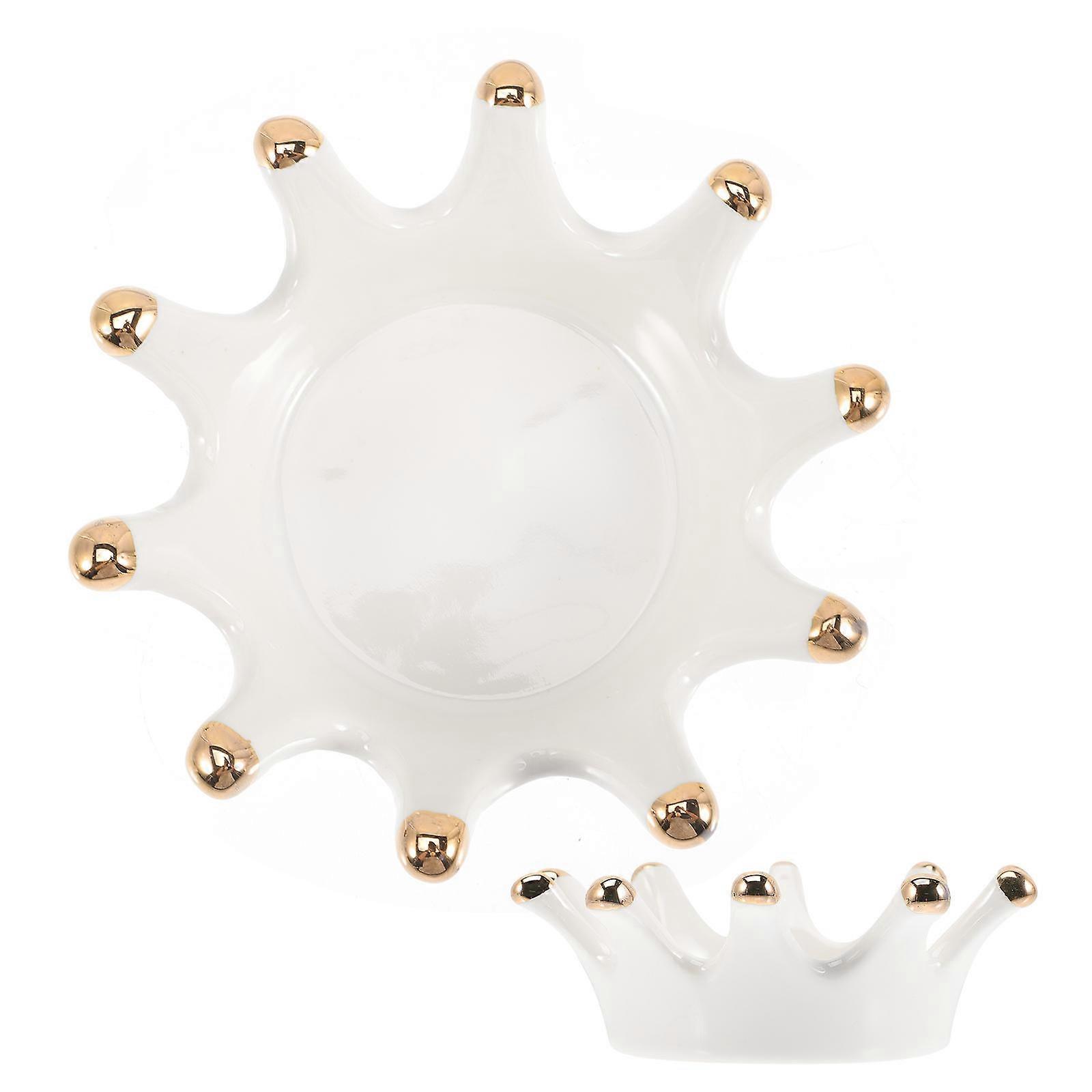 Ceramic Jewelry Holder Tray for Storage Use 5Pcs White Ring Display Plates