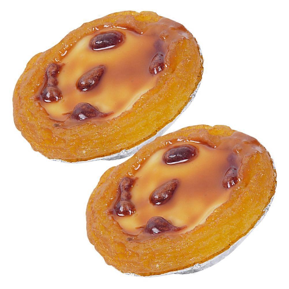 Simulation Egg Tart Model for Decor Resin Light Brown Safe and Reusable 2pcs