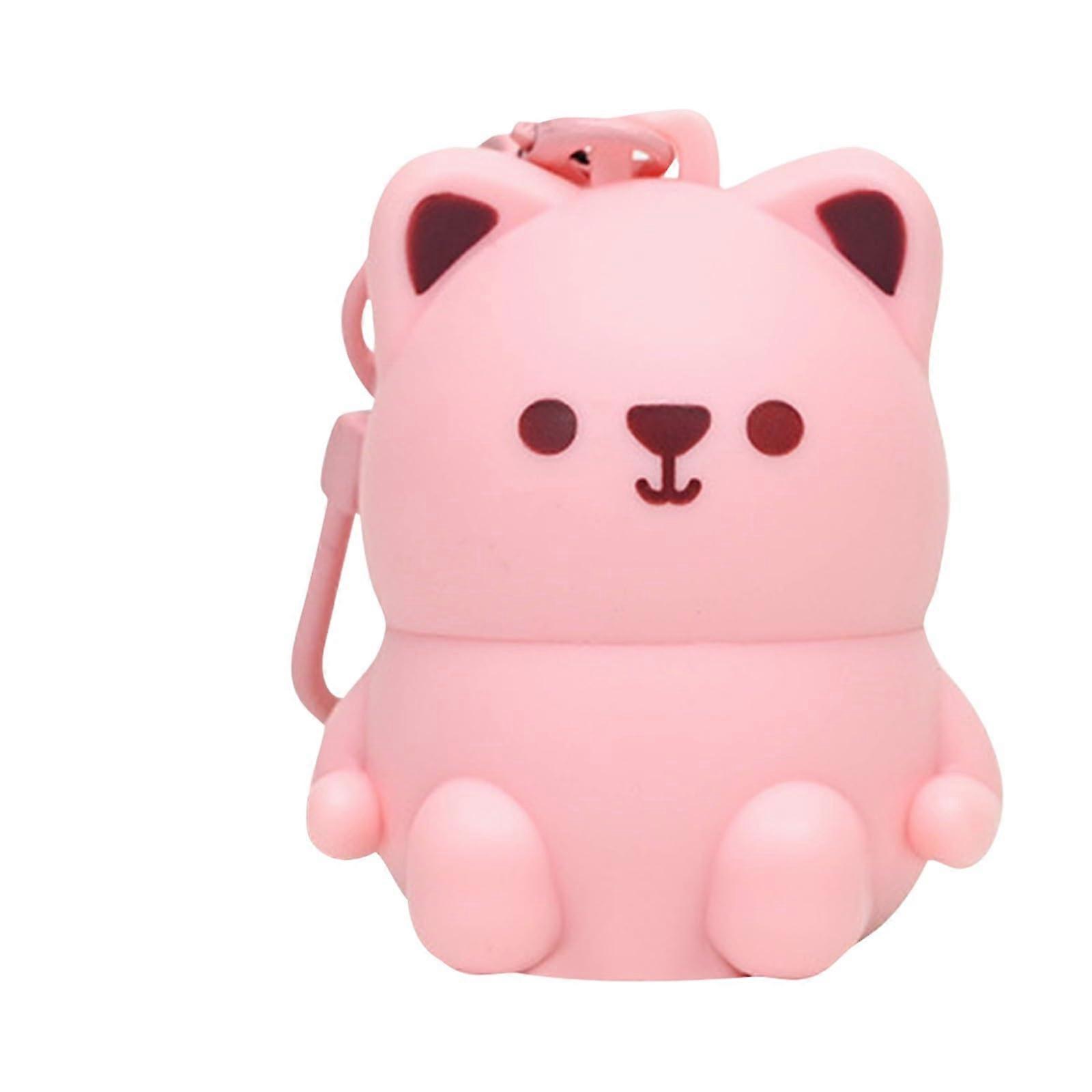 Bear Keychain Lip Balm 2 in 1, Moisturizing Matte Lip Mousse, LongLasting Color, Pink