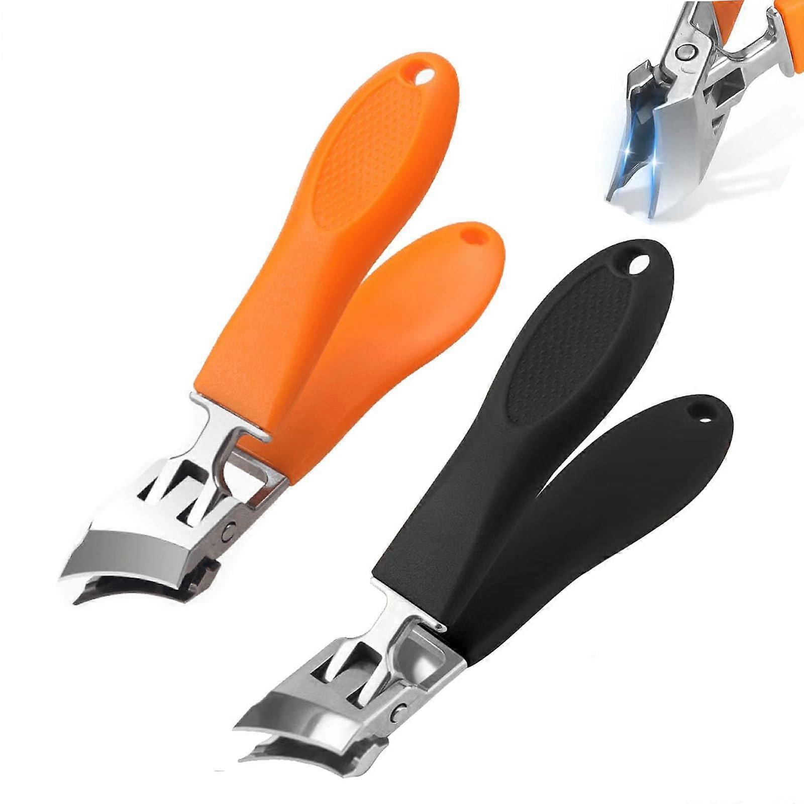 Wide Jaw Toenail Clippers for Thick Nails with AntiSplash Design and Long Handle Precision Cutting