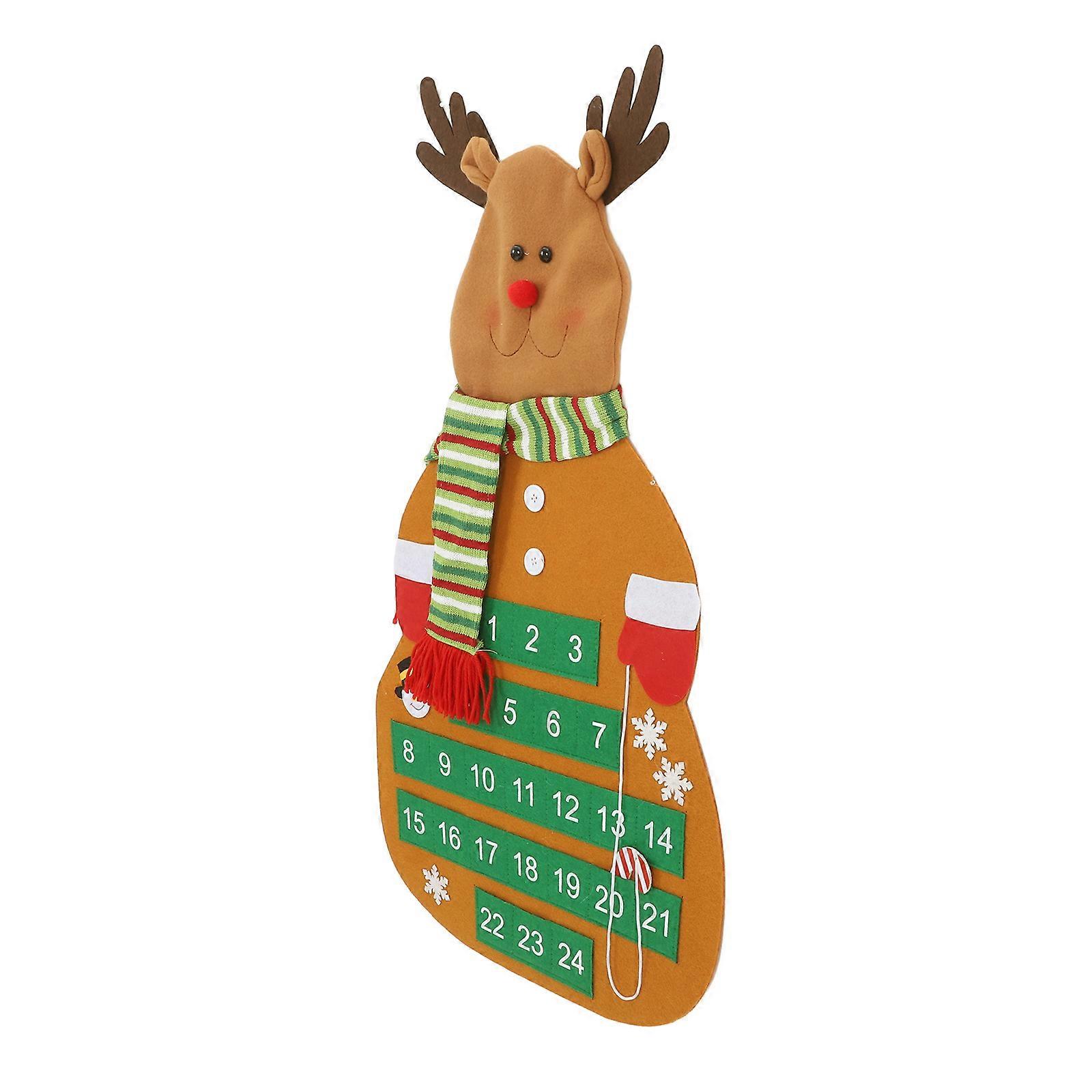 Felt Advent Calendar for Christmas Countdown Brown Elk Door Decor