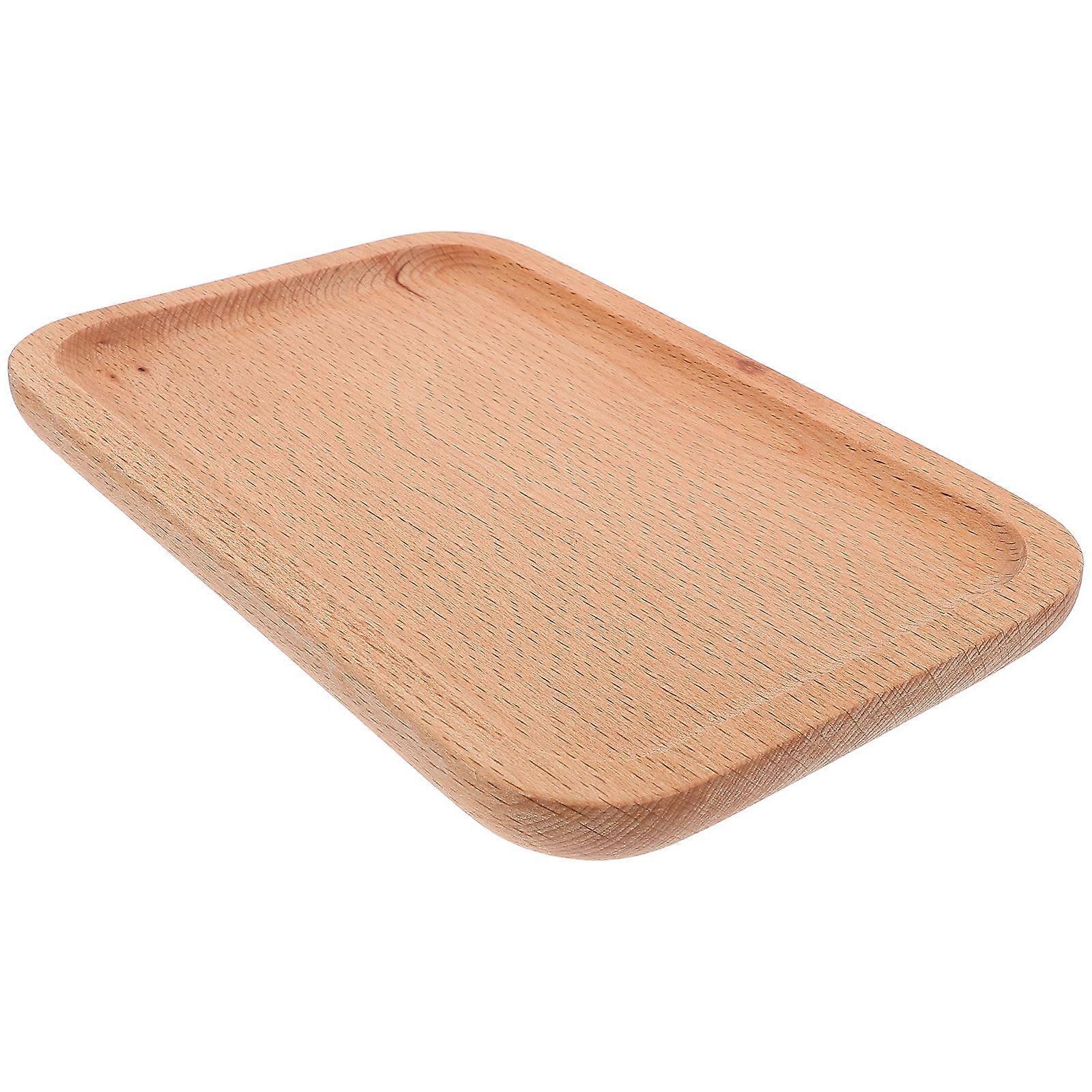 Beech Rectangular Dinner Plate Snack Tray for Home Use Multipurpose