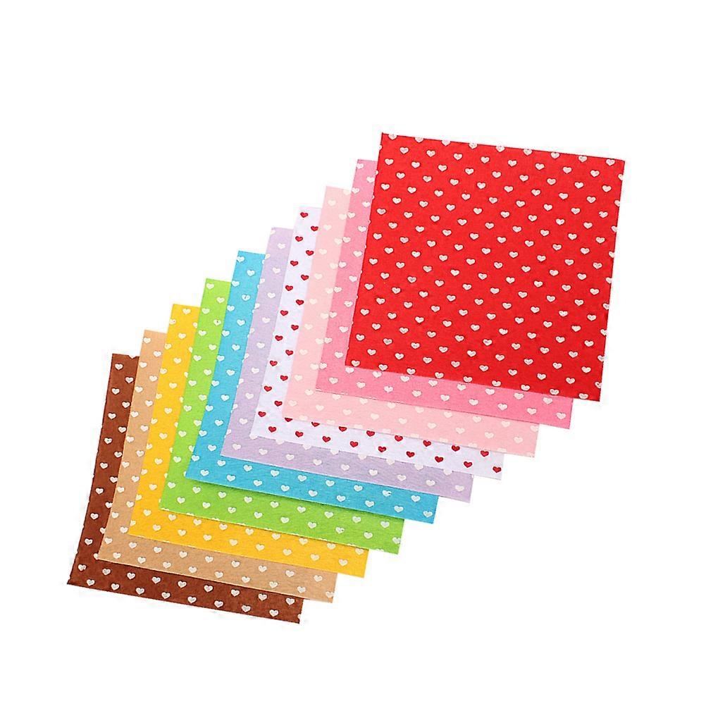 10 Pcs Multi Color Nonwoven Fabric for DIY Crafts Heart Pattern Easy to 30x30cm