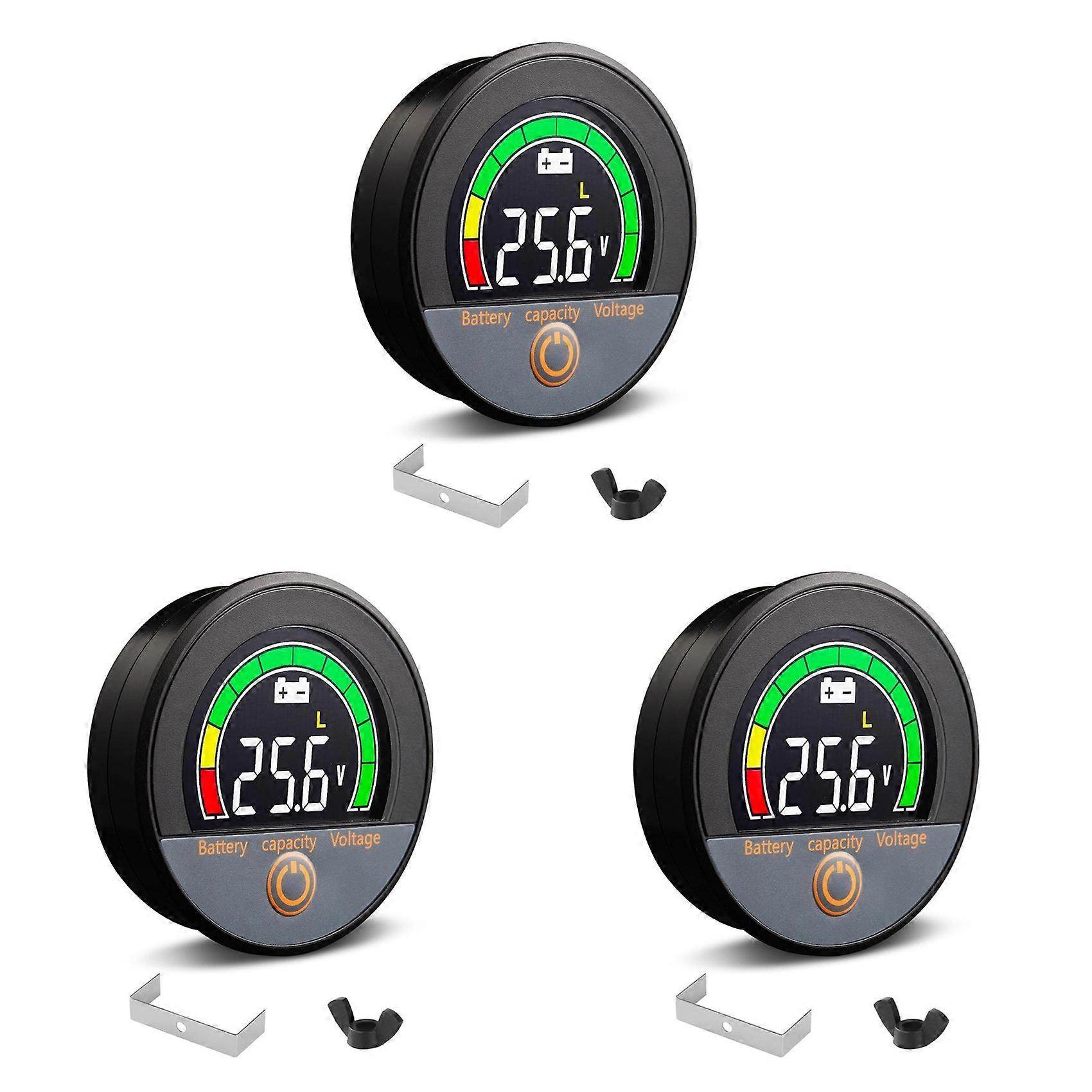 3X 12V 24V 48V 60V 84V Waterproof IP67 Battery Capacity Voltage Meter with Backlight LCD and Low-Voltage Alarm