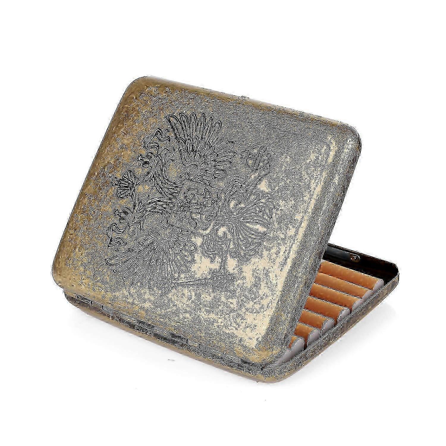 Durable Metal Cigarette Case for 20 Cigarettes, Retro Nickel-Plated Compact Box