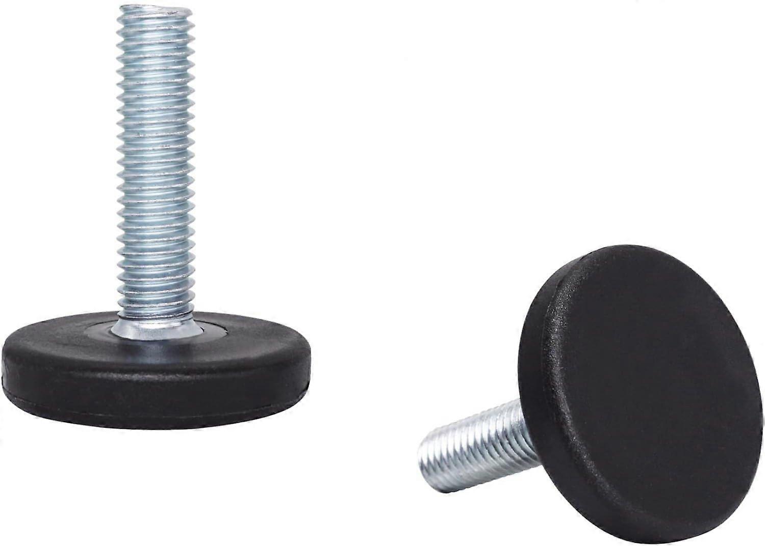 Pack of 4 Adjustable M8 Furniture Leveling Feet, Metal Round Legs with Plastic Base for Tables and Cabinets