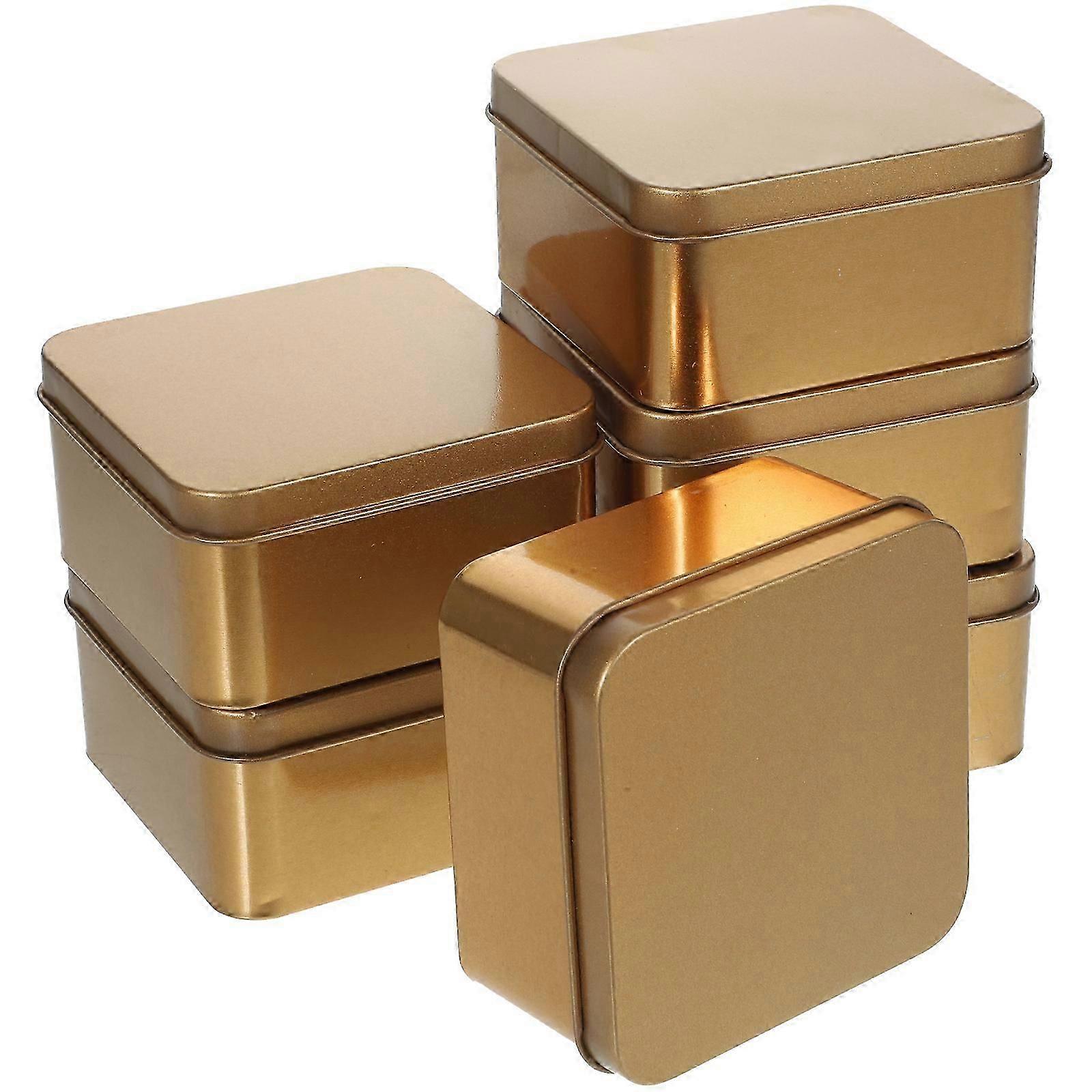 10-Pack Square Tin Boxes with Lids, Small Metal Containers for Storage-JJ