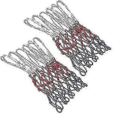 2 Pieces Multicolor Basketball Net, Basketball Hoop Net, Basketball Net Replacement, 12 Loops Basketball Net Suitable For Indoor Or Outdoor Basketball