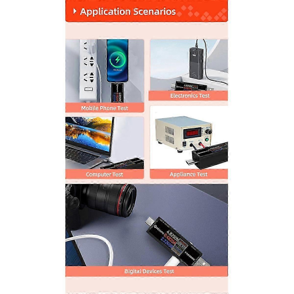 TVA3006 High Precision Volt-Ammeter Power Meter Type-C USB Voltage Ammeter Meter Tester