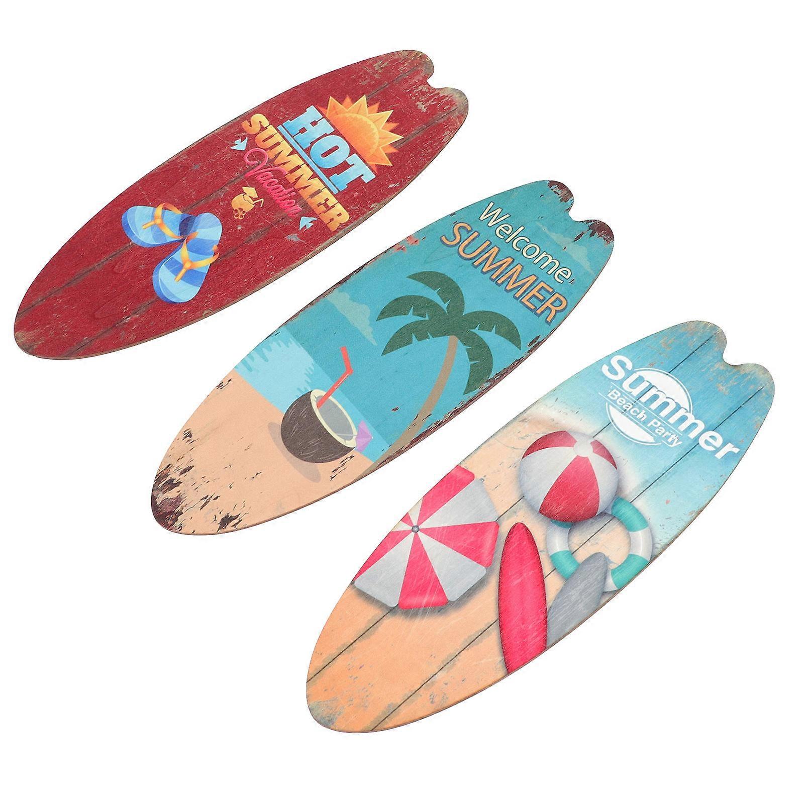 Ocean Theme Wooden Surfboard Decor for 3Pcs Pack